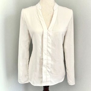 Tobi Sheer Off White Long Sleeve Career Blouse